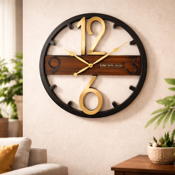 16 Inch Modern Metal Wall Clock with Gold Numbers – SQ-37