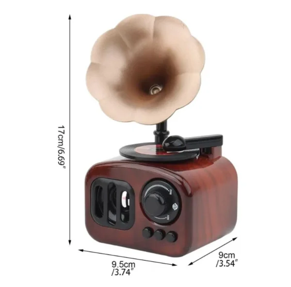 Retro Gramophone Music Box – Vintage Wind-Up Mini Phonograph Decorative Showpiece (Brown)