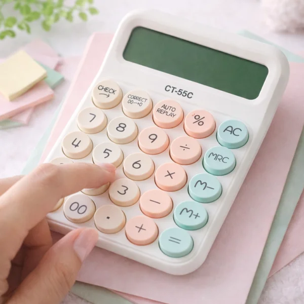 Creative Colorful Candy-Colored Calculator – Cute Pastel Desktop Calculator with Big Buttons (CT-55C) | Dealgen